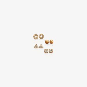 SET ARETES ARO DE CRISTAL