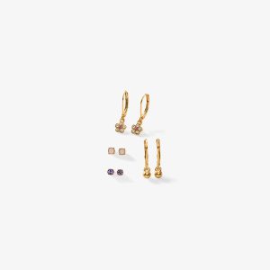 SET ARETES BRILLO FLORAL