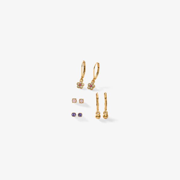 SET ARETES BRILLO FLORAL